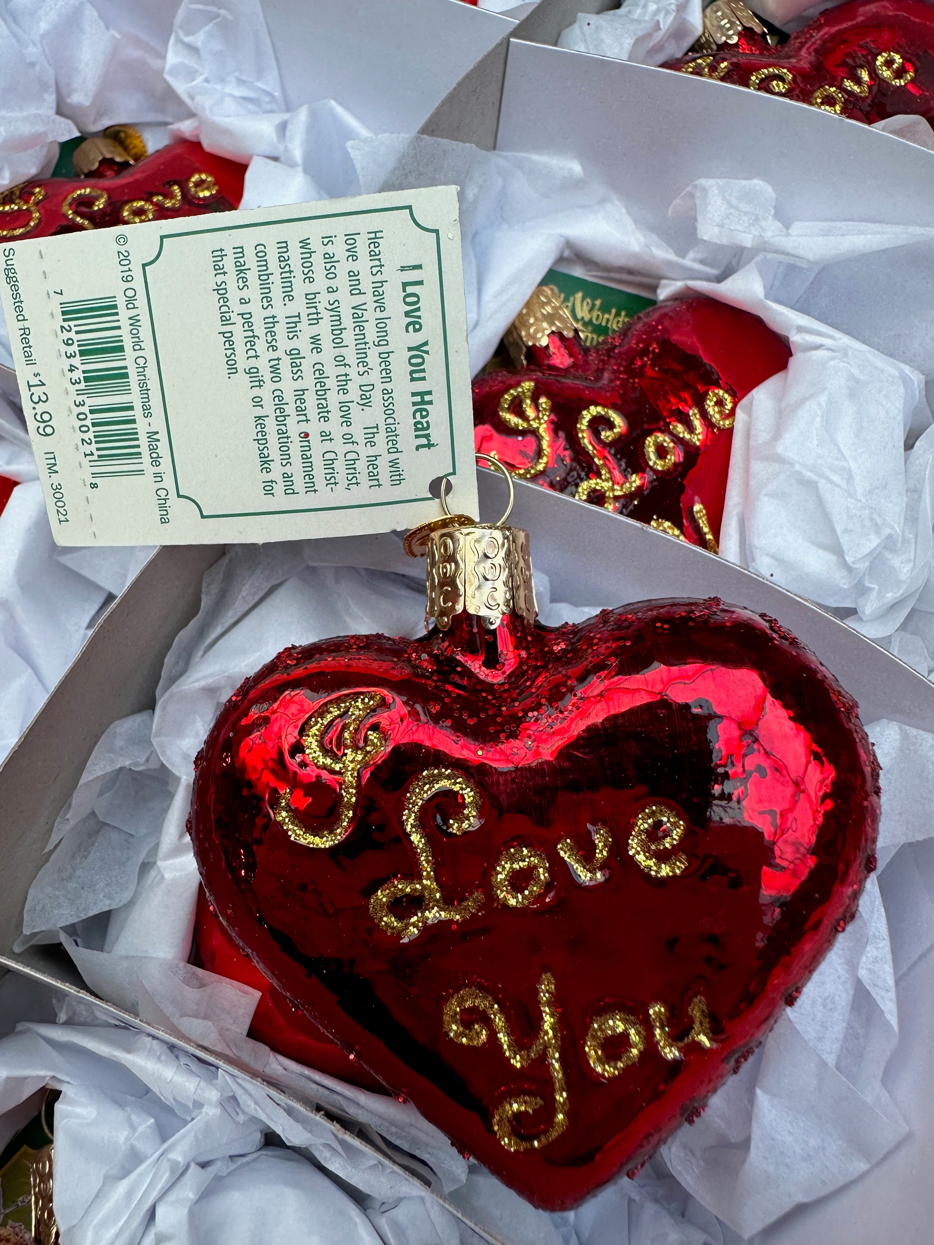 I Love You Heart Old World Christmas Ornament
