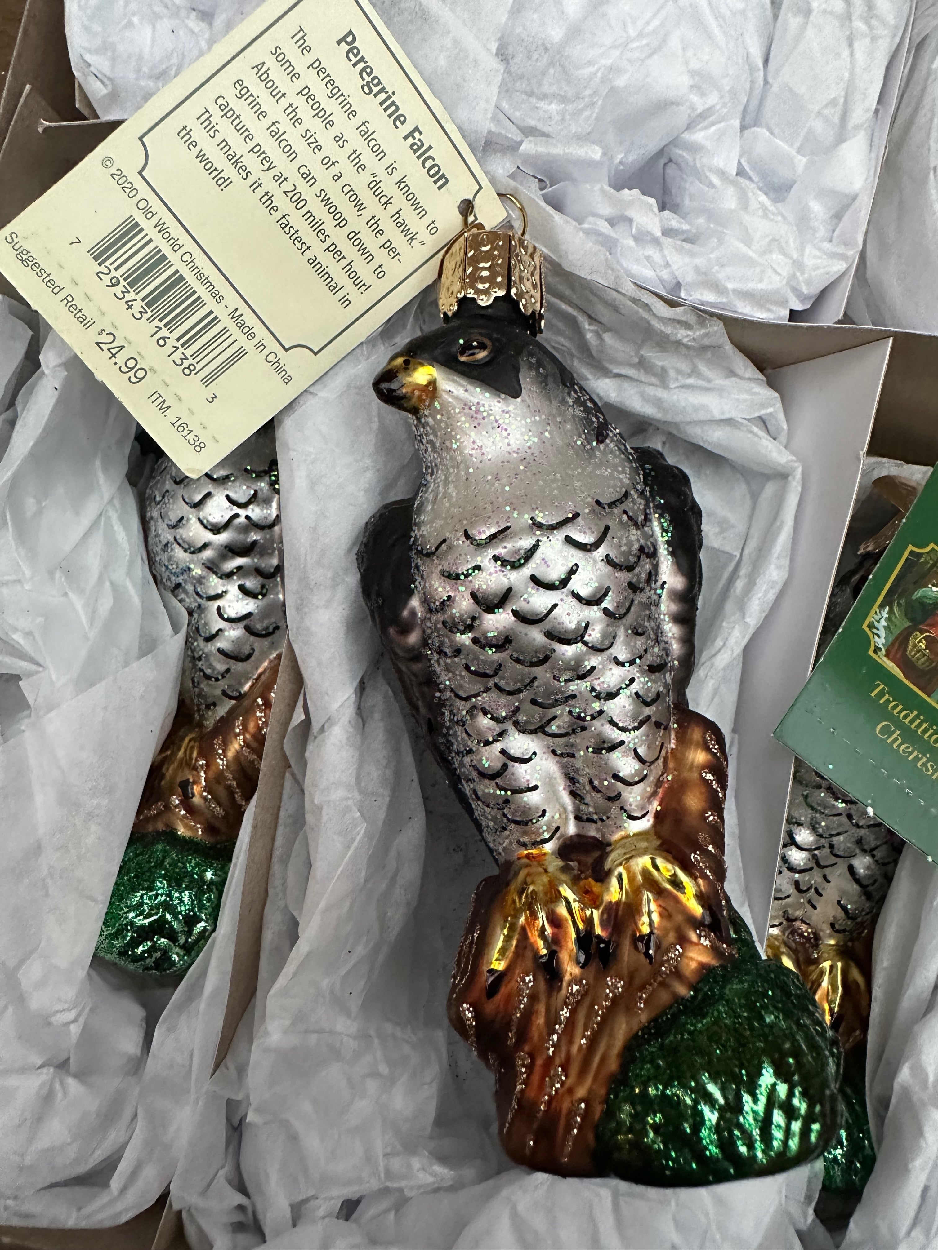 Peregrine Falcon Old World Christmas Ornament