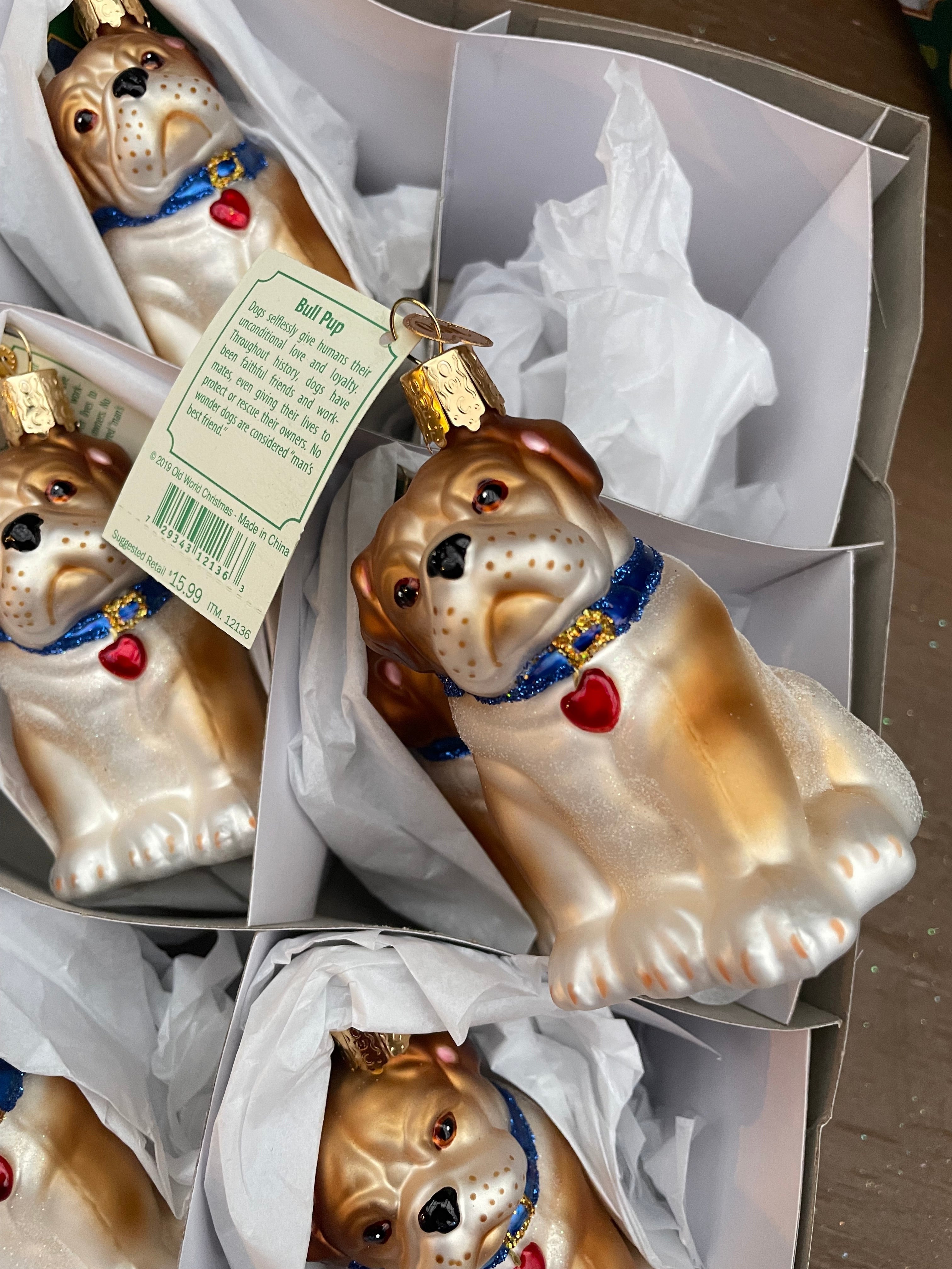 Bull Pup Old World Christmas Ornament