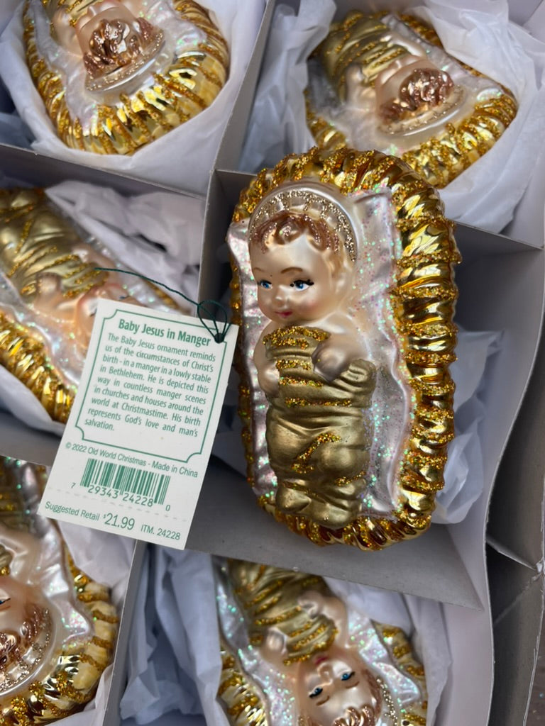 Baby Jesus in Manger Old World Christmas Ornament