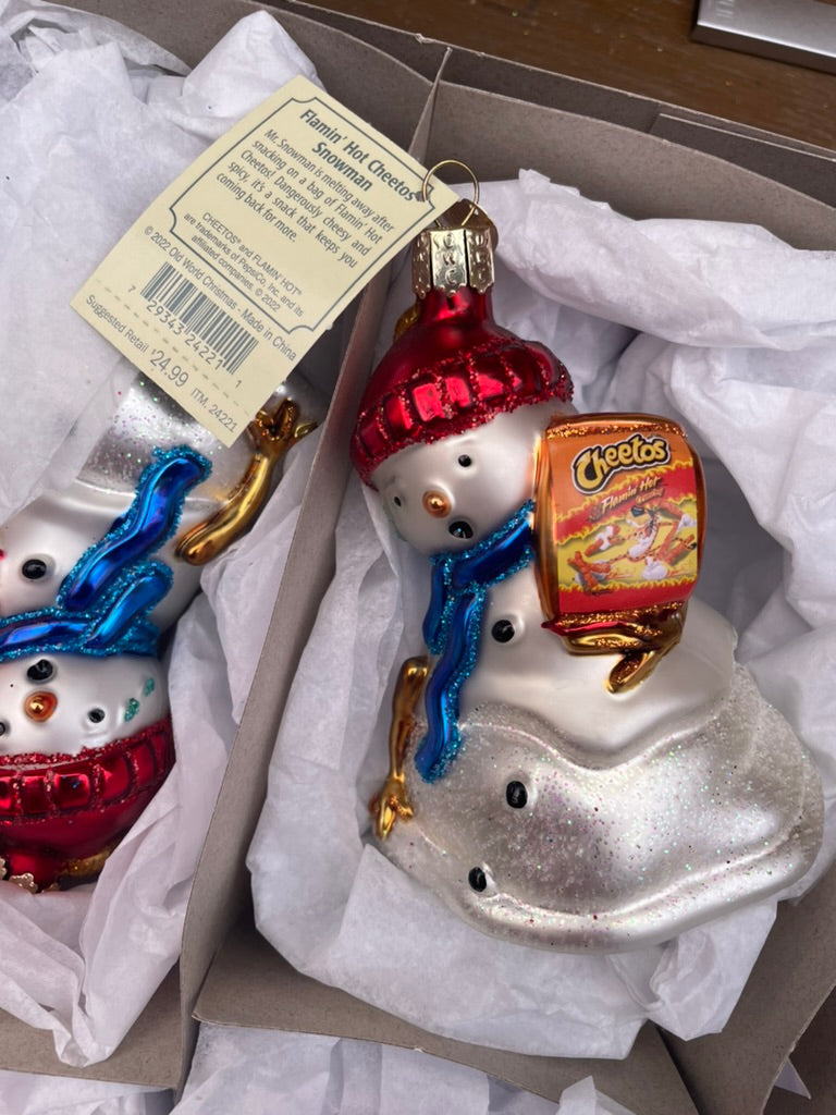 Flamin' Hot Cheetos Snowman Old World Christmas Ornament
