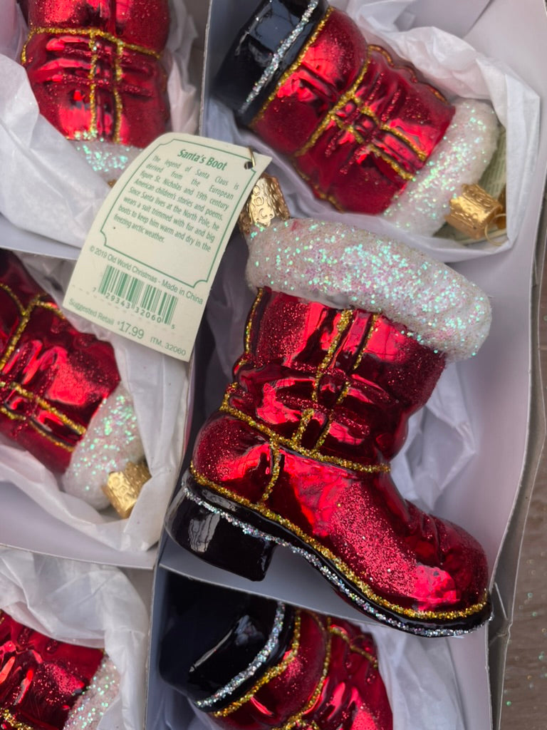 Santa's Boot Old World Christmas Ornament