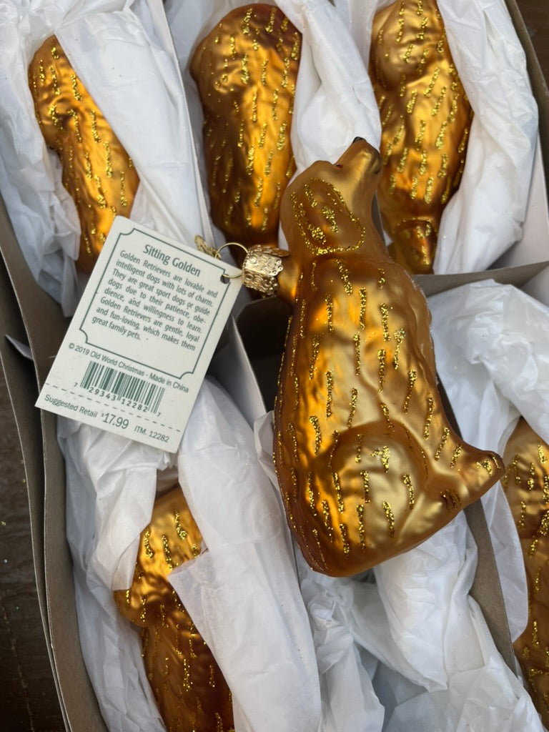 Golden Sitting Old World Christmas Ornament