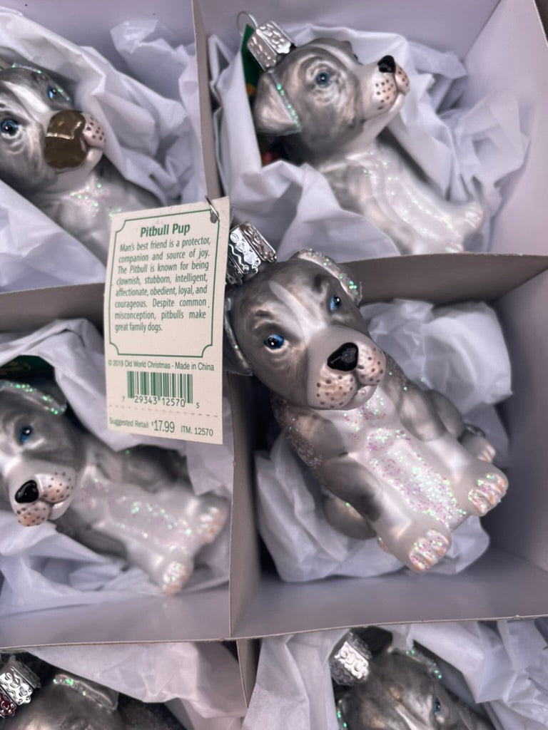 Pitbull Pup Old World Christmas Ornament
