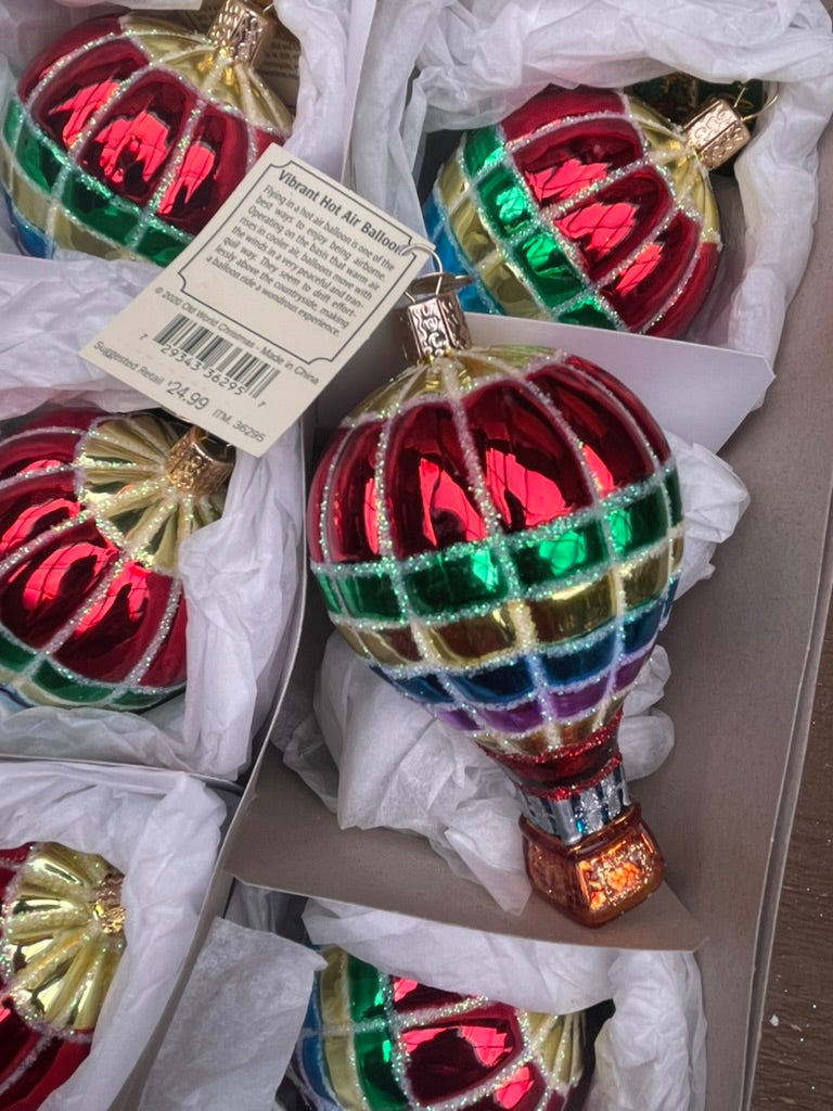 Vibrant Hot Air Balloon Old World Christmas Ornament