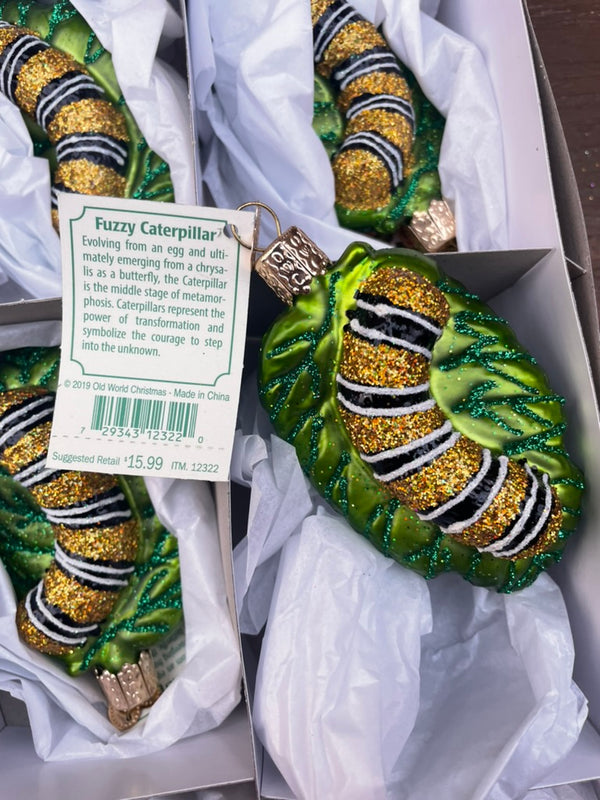 Fuzzy Caterpillar Old World Christmas Ornament