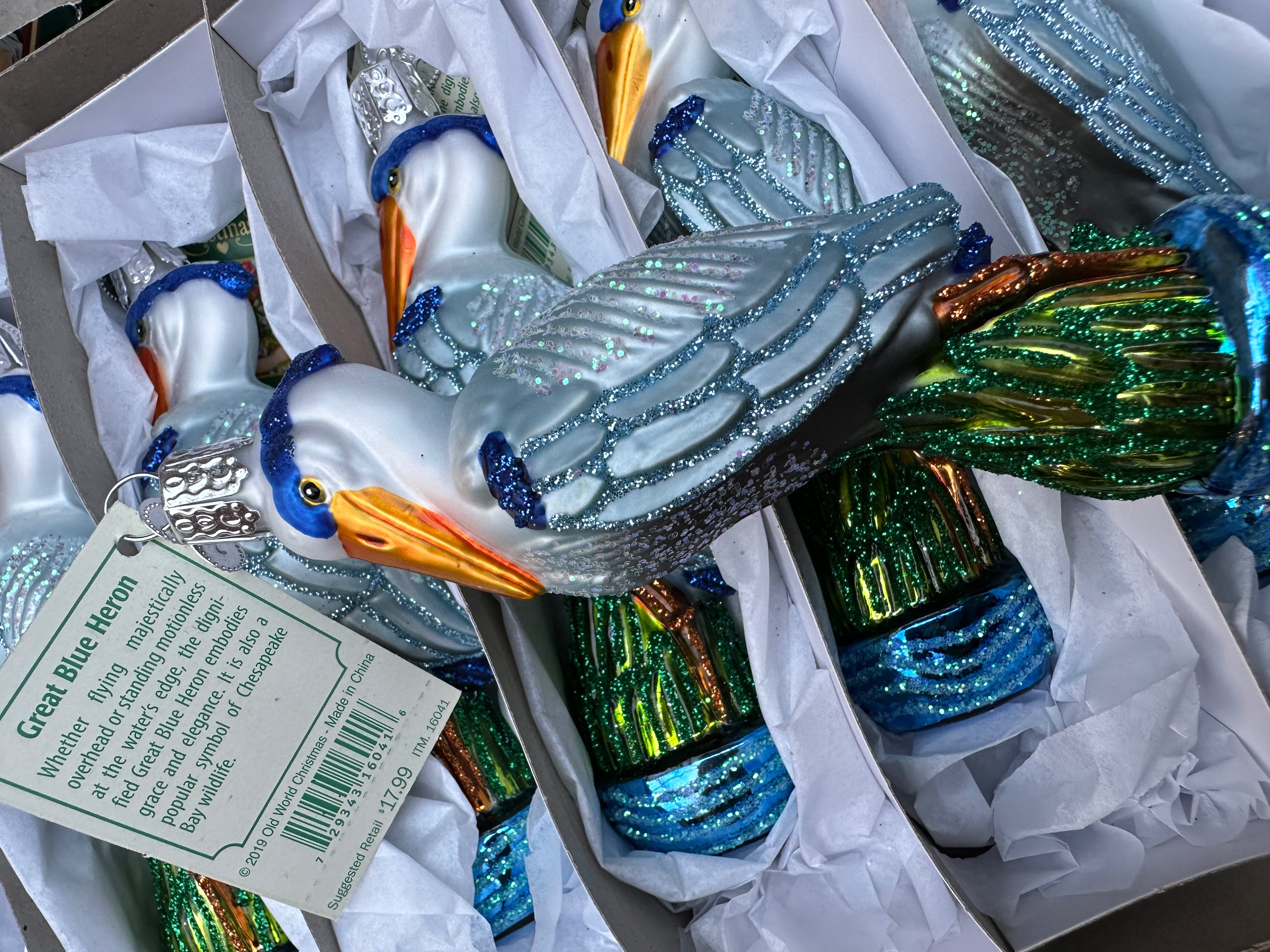 Great Blue Heron Old World Christmas Ornament