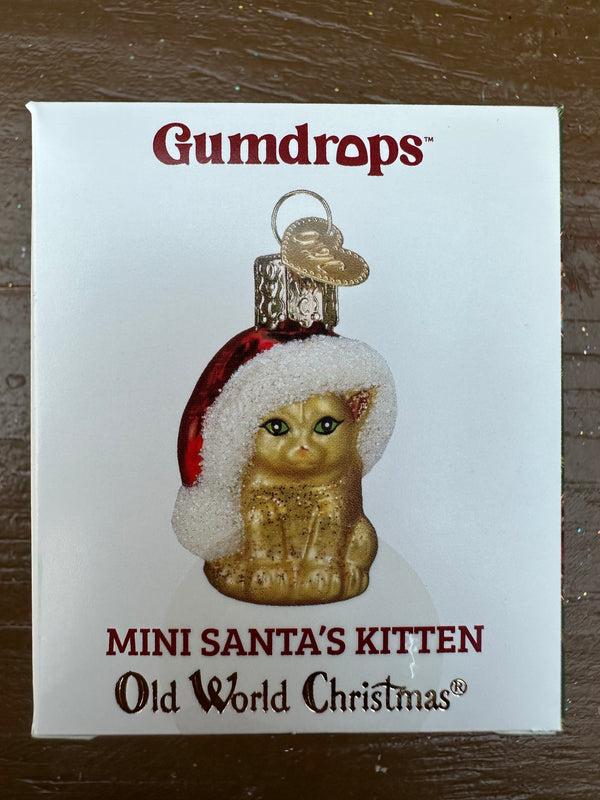 Mini Santa's Kitten Old World Christmas Ornament