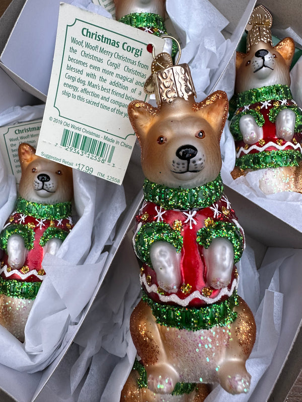 Christmas Corgi Old World Christmas Ornament