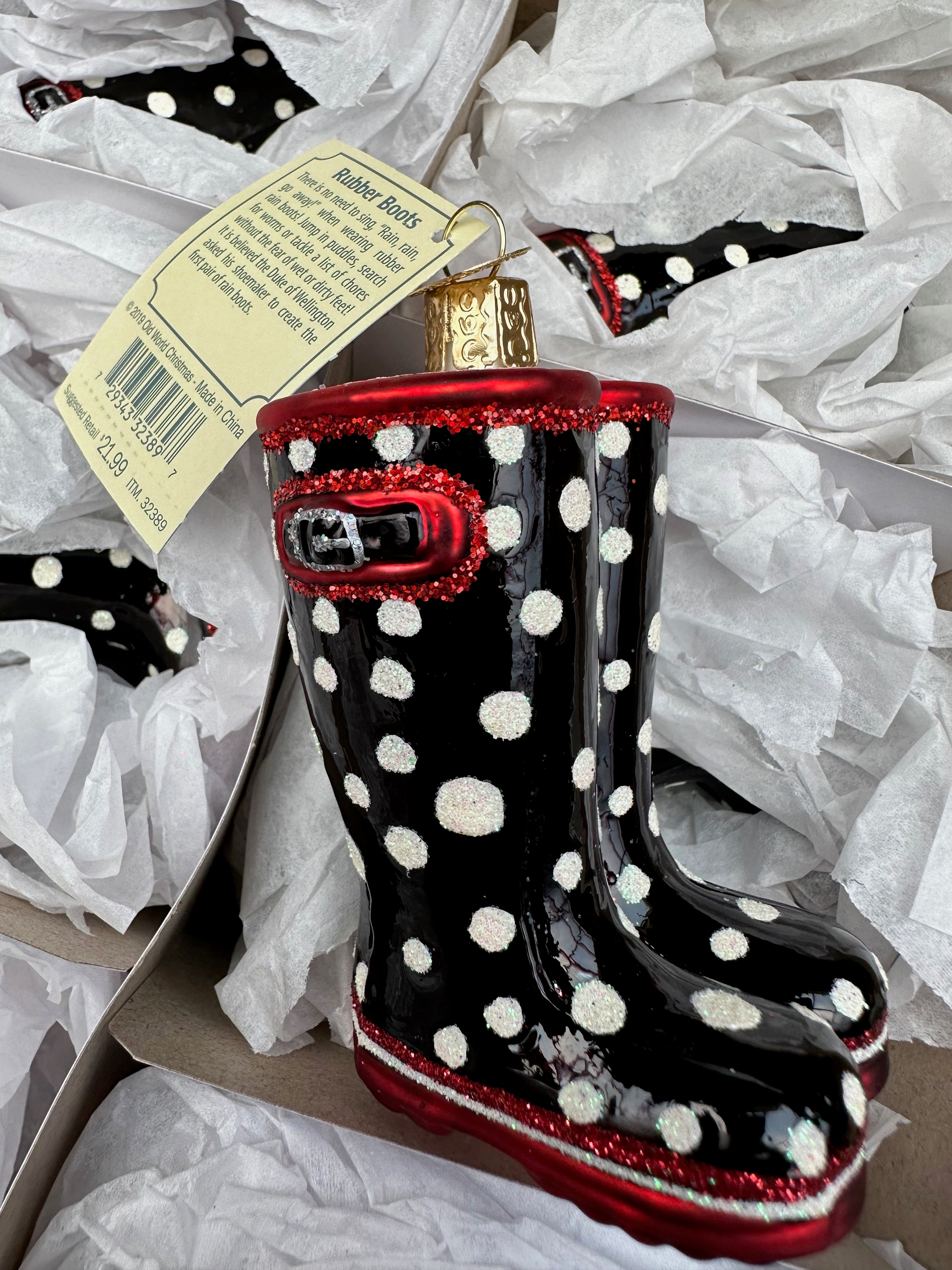 Rubber Boots Old World Christmas Ornament