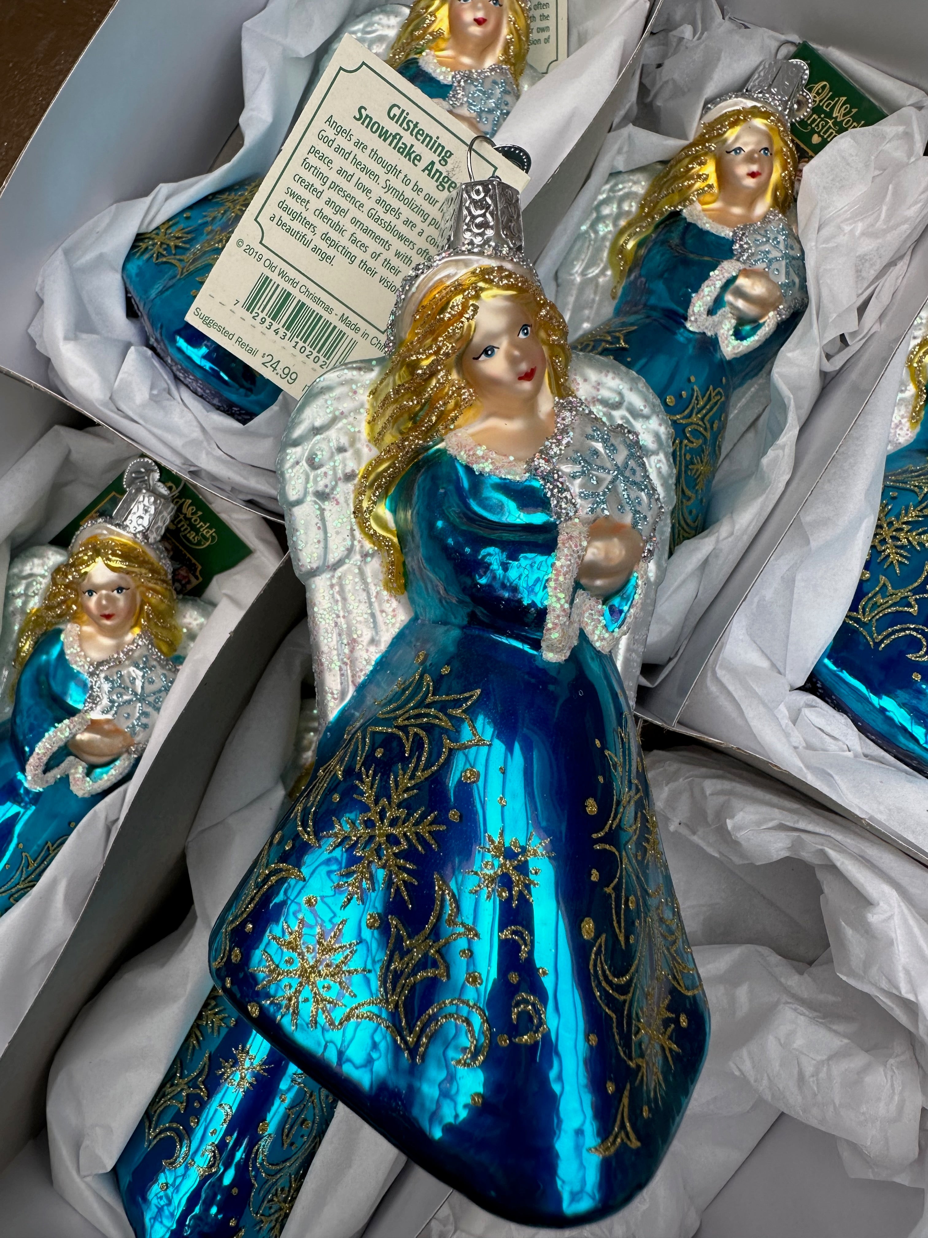 Glistening Snowflake Angel Old World Christmas Ornament