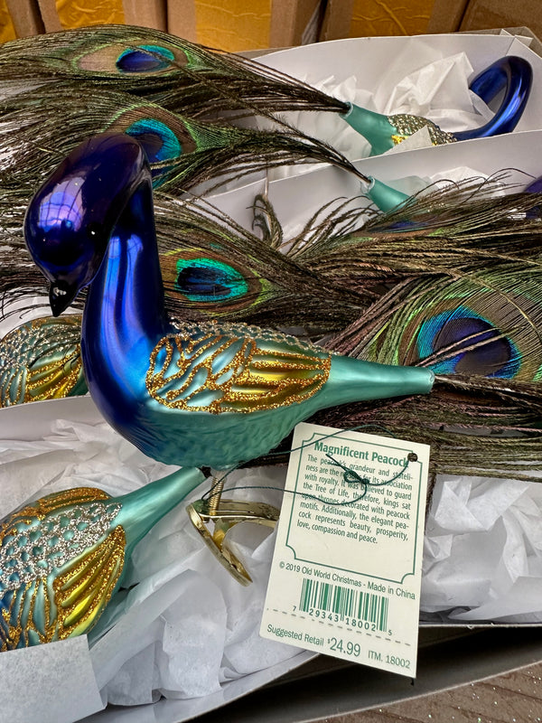 Magnificent Peacock Old World Christmas Ornament