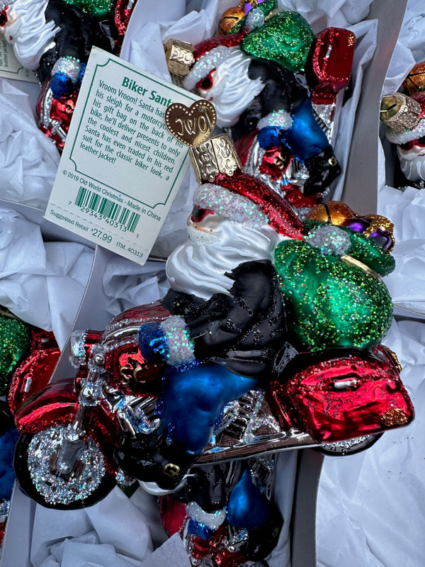 Biker Santa Old World Christmas Ornament