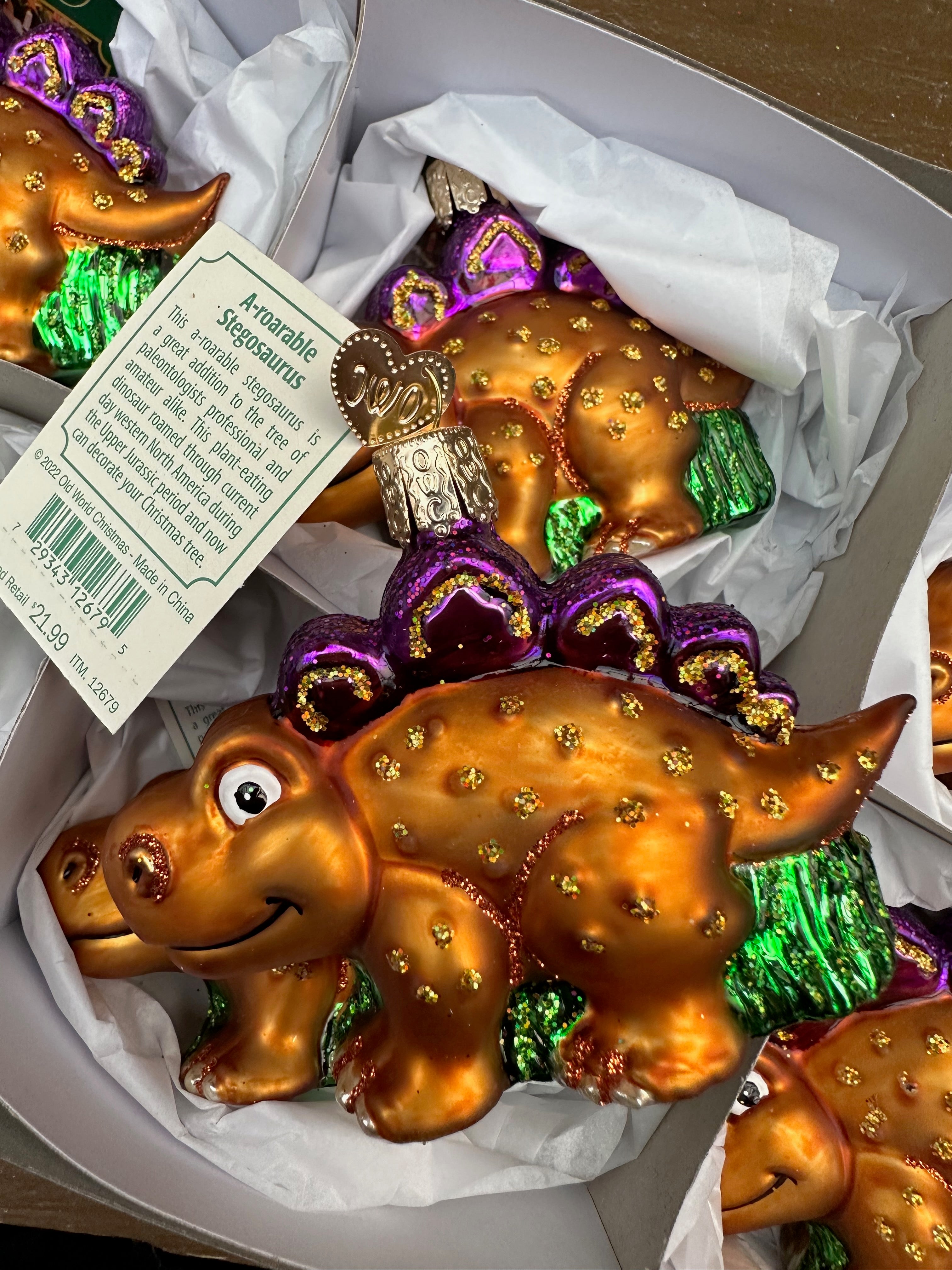 A-roarable Stegosaurus Old World Christmas Ornament
