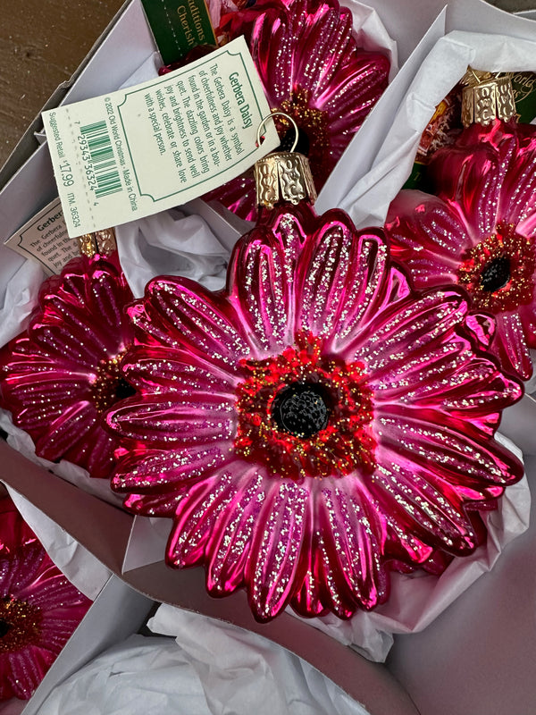 Gerbera Daisy Old World Christmas Ornament