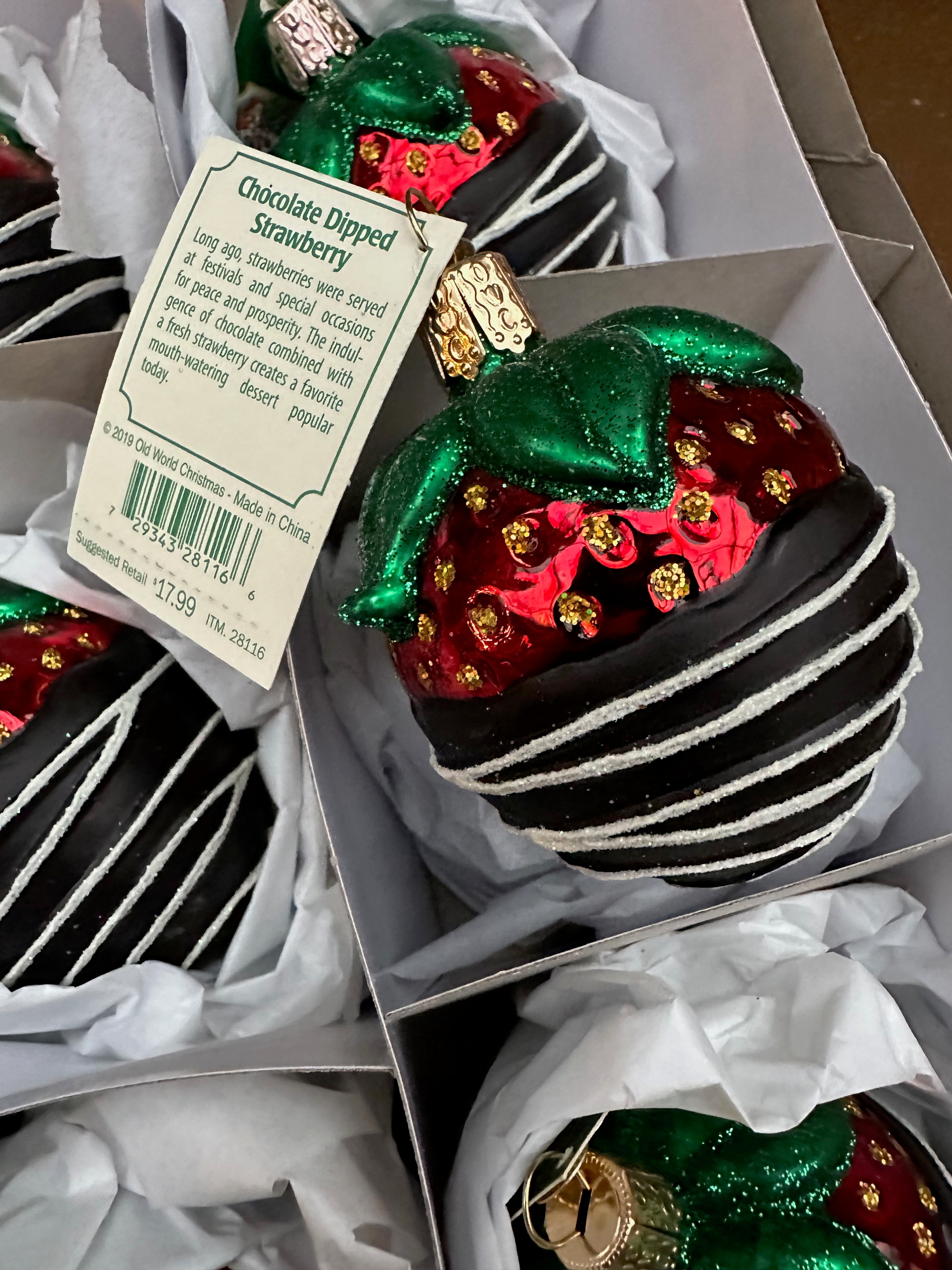 Chocolate Dipped Strawberry Old World Christmas Ornament