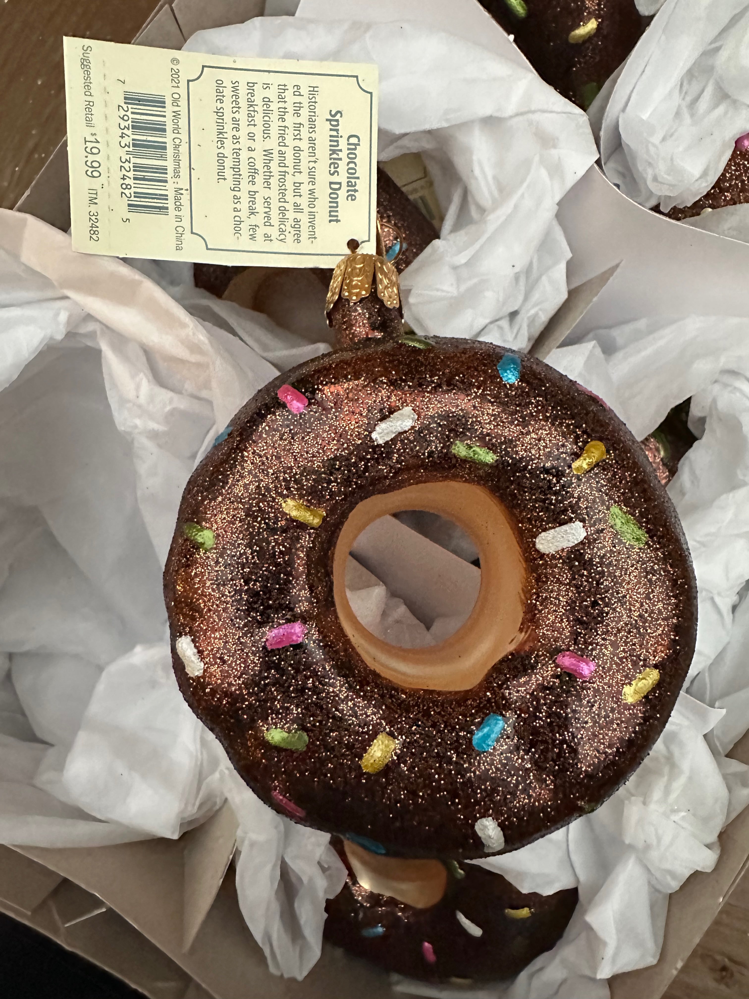 Chocolate Sprinkles Donut Old World Christmas Ornament