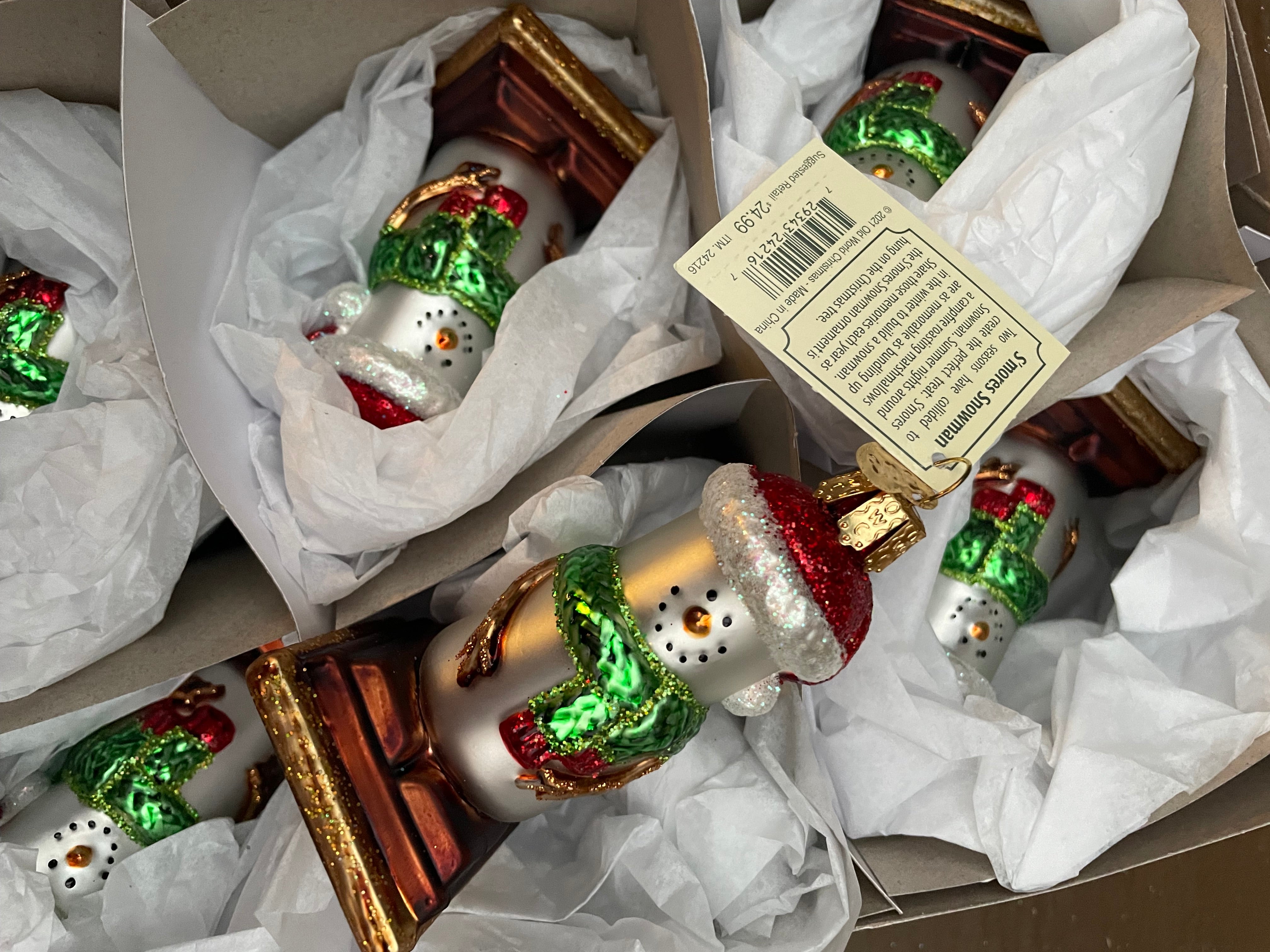 Smores Snowman Old World Christmas Ornament